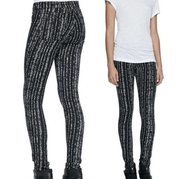Rag & Bone Women’s Leggings Black & White Barcode Print Size 27 New with Tags - Picture 1 of 16